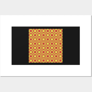 yellow and red abstract geometrical pattern Posters and Art